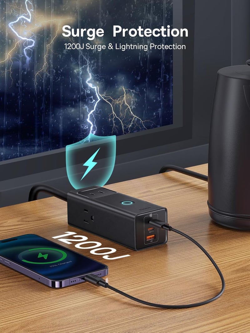 Baseus موزع الطاقة PD20W شاحن USB C مع 3 مآخذ AC و 3 منافذ USB محطة شحن سريعة للمكتب وغرفة النوم والمنزل - Image 4